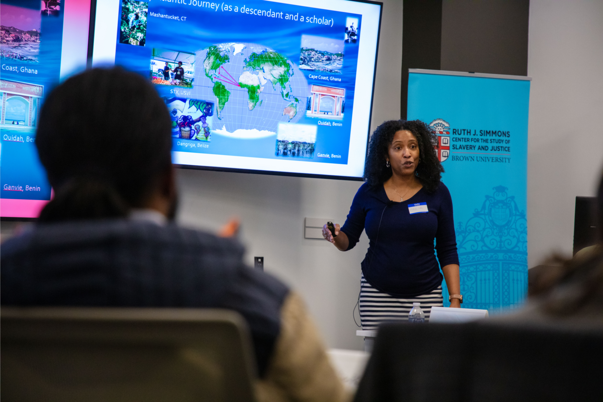 Woman presenting to an audience